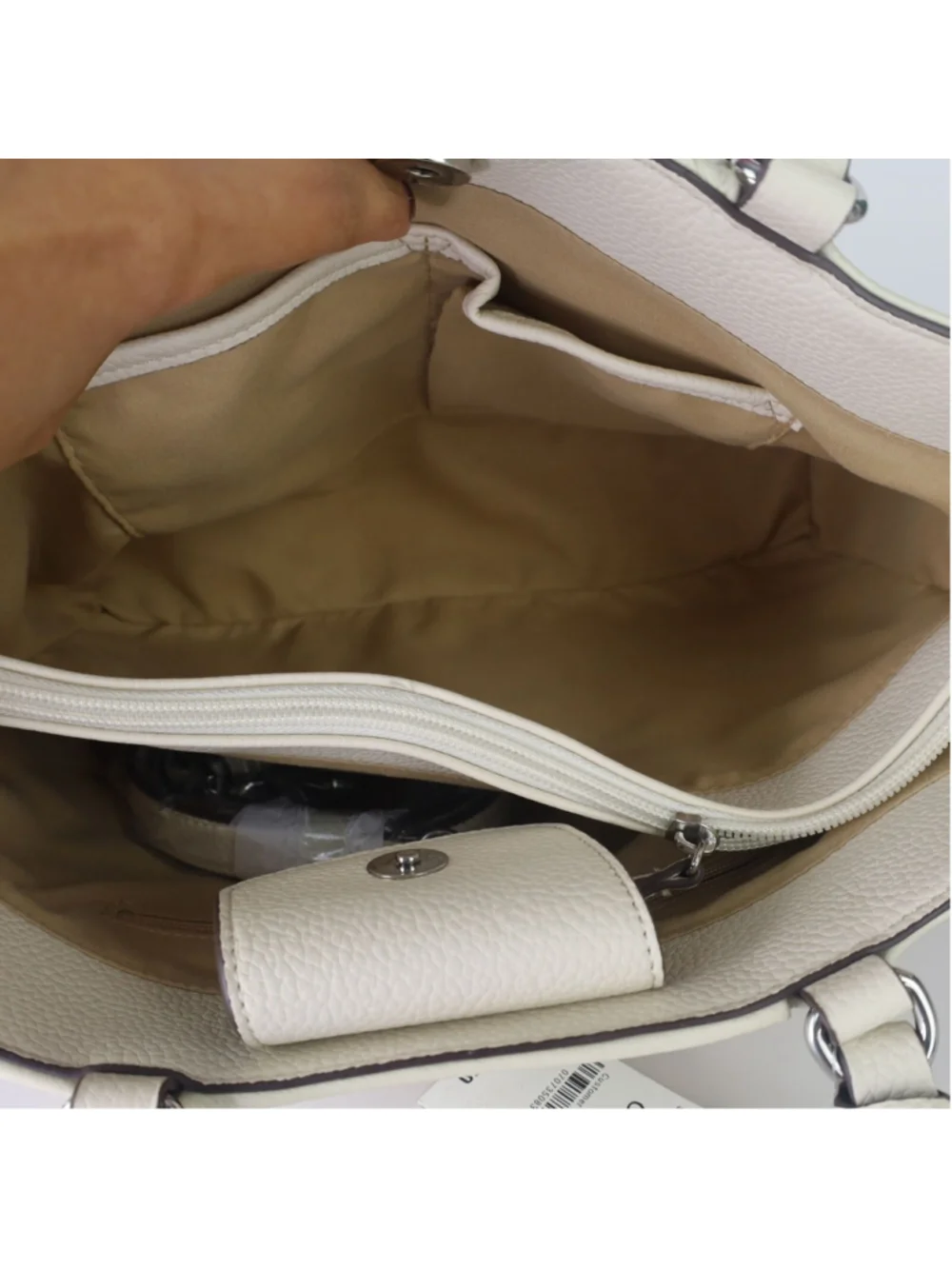 Giani Bernini Ivory Faux Leather Satchel Handbag